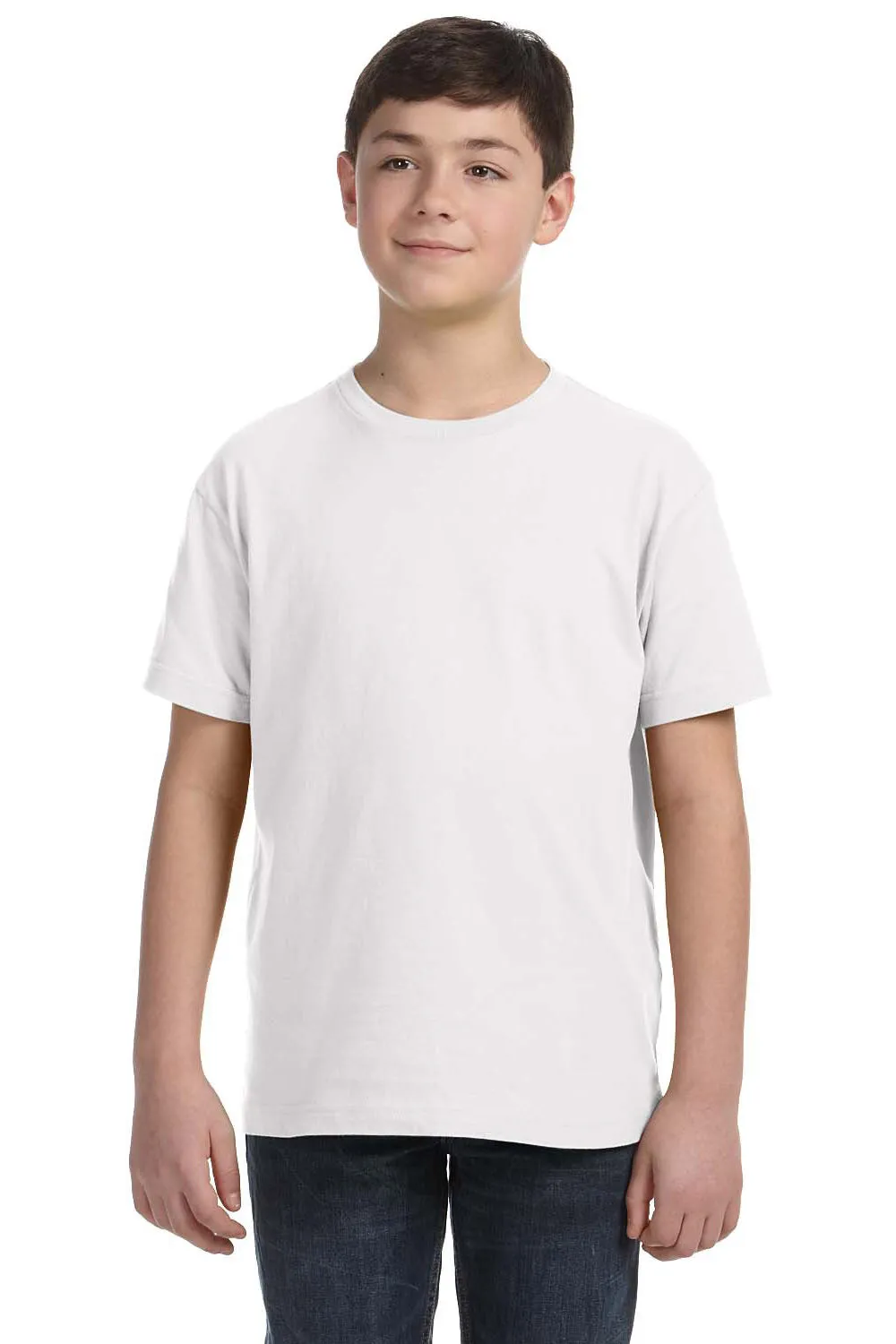 LAT Youth Feinstrick Kurzarm Rundhals T-Shirt - Weiß