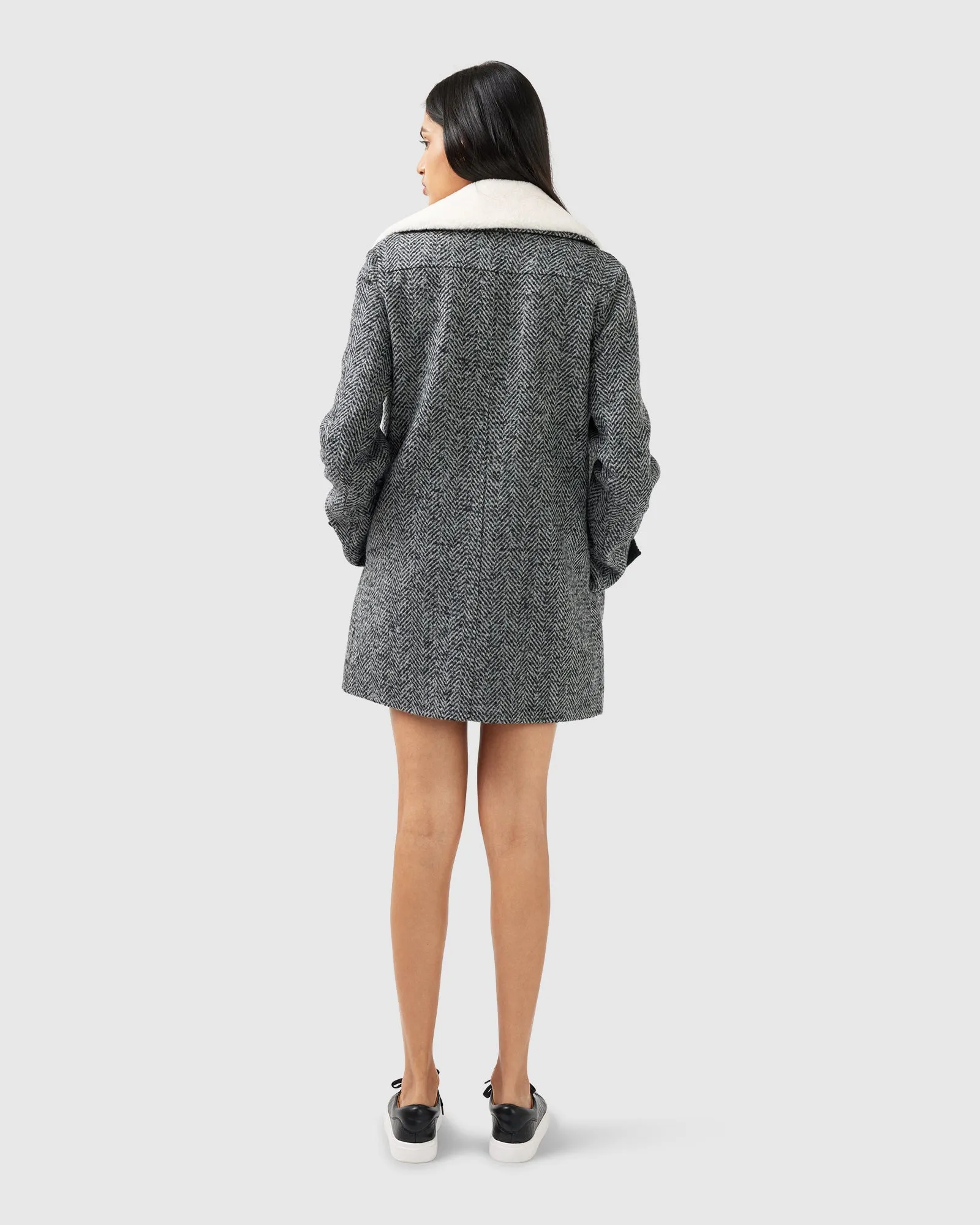 Liberty Sherpa Kragen Wollmischmantel - Anthrazit