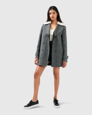 Liberty Sherpa Kragen Wollmischmantel - Anthrazit