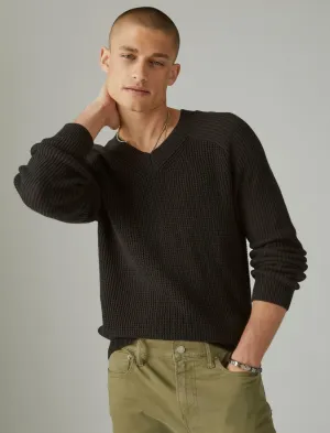 Lucky Brand Weltergewicht V-Ausschnitt Pullover Schwarz Lucky Brand