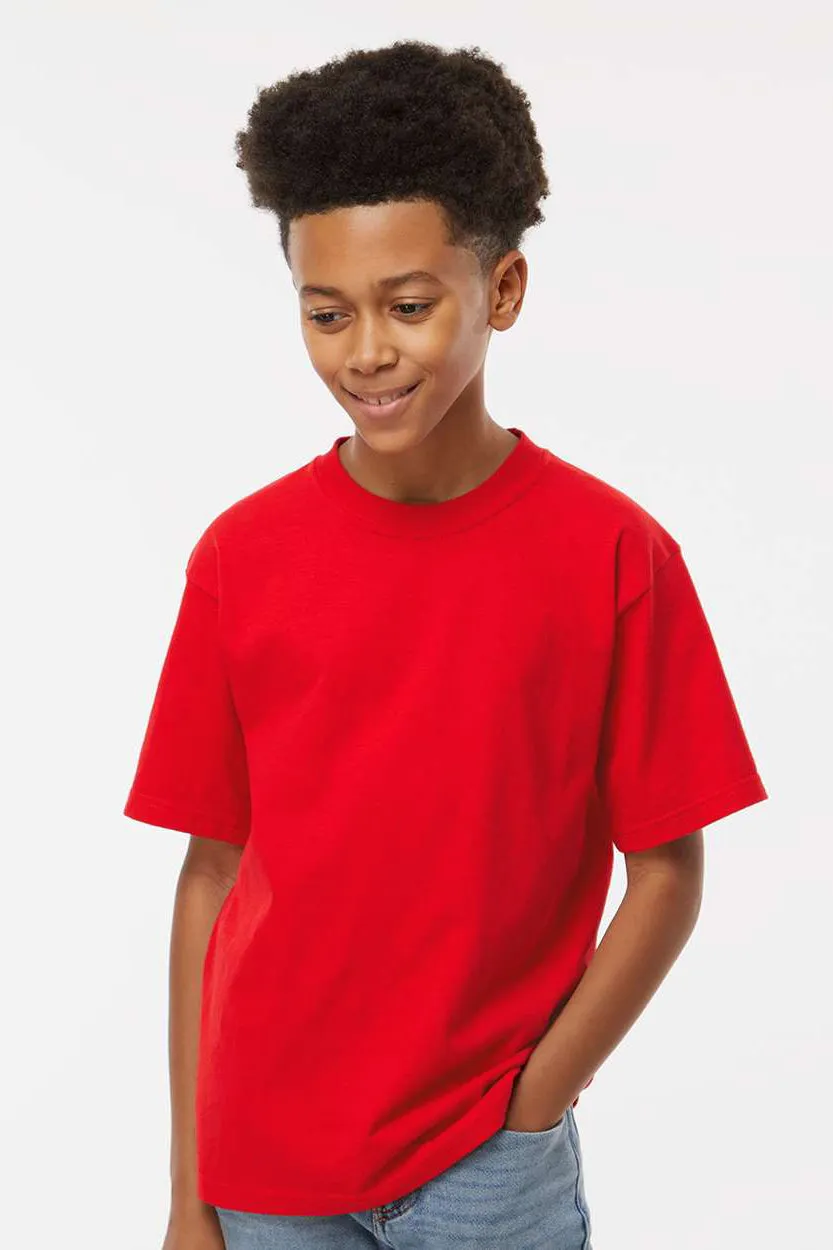 M&O Youth Gold Soft Touch Kurzarm Rundhals T-Shirt - Tiefrot
