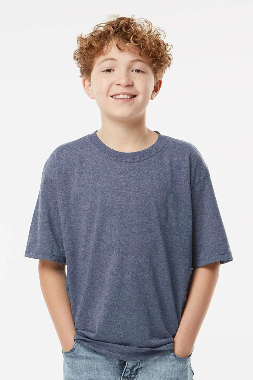 M&O Youth Gold Soft Touch Kurzarm Rundhals T-Shirt - Meliert Marineblau