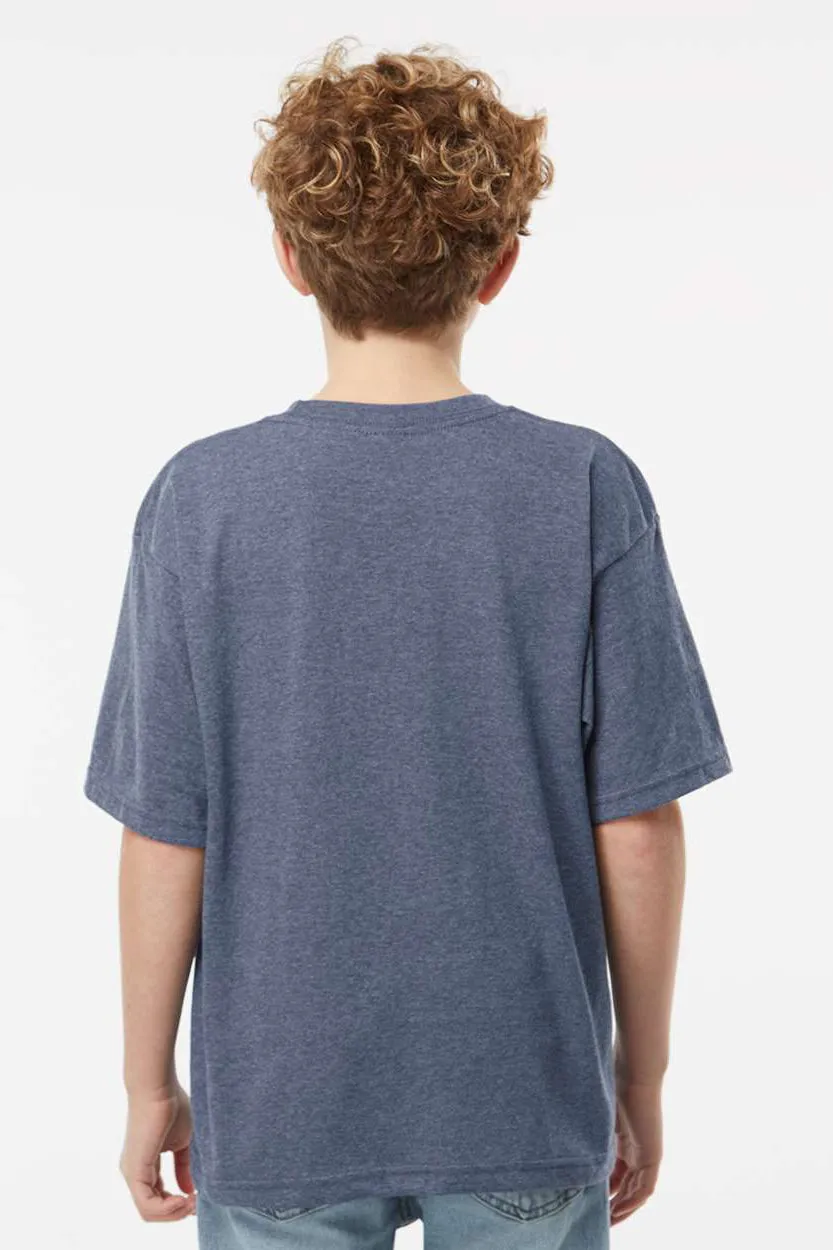 M&O Youth Gold Soft Touch Kurzarm Rundhals T-Shirt - Meliert Marineblau