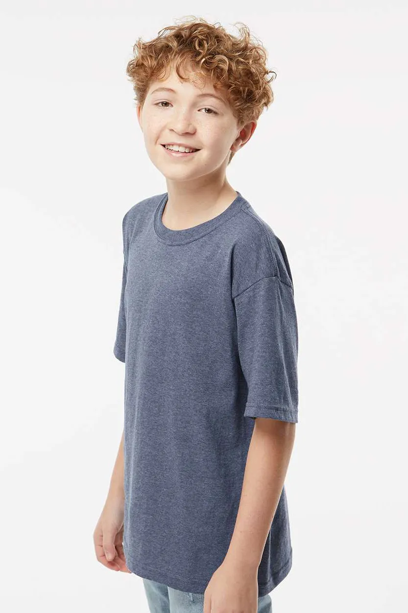 M&O Youth Gold Soft Touch Kurzarm Rundhals T-Shirt - Meliert Marineblau