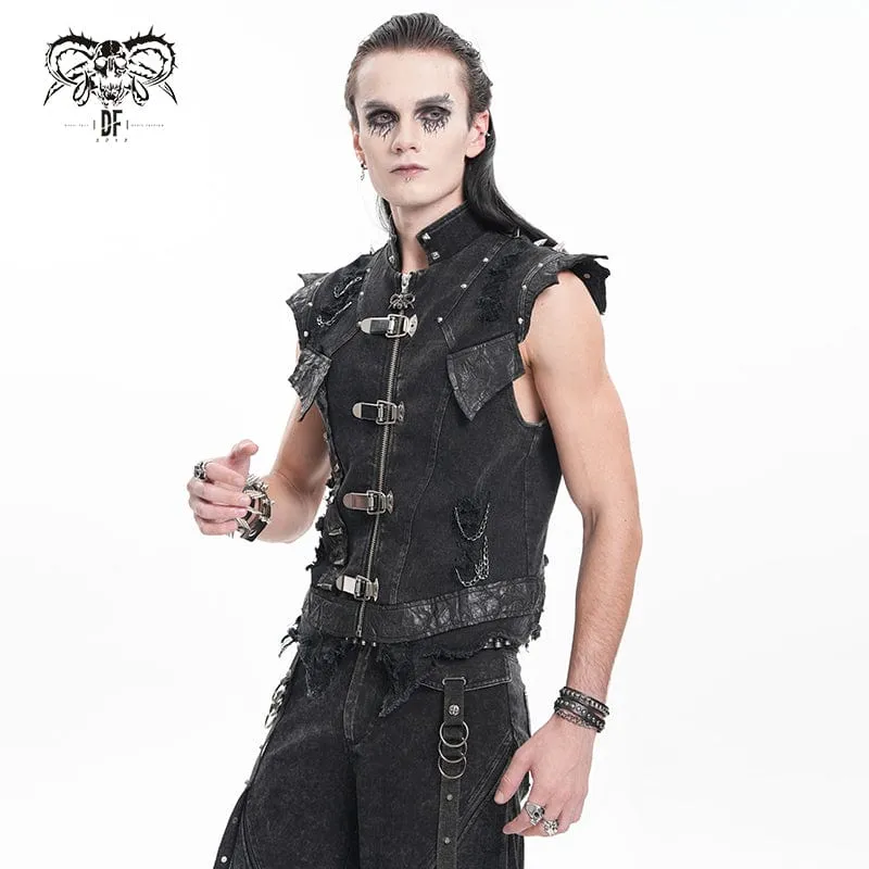 Herren Gothic Nieten Kettenringe Weste