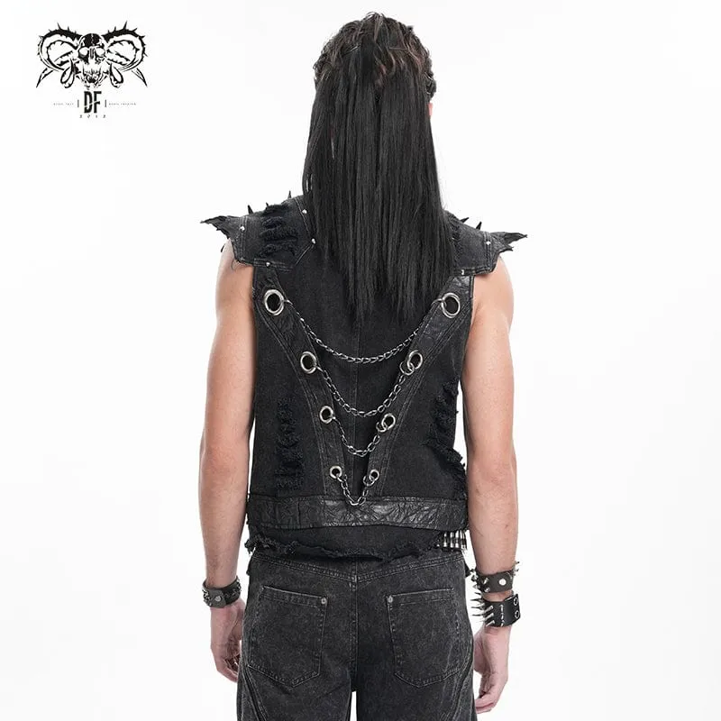 Herren Gothic Nieten Kettenringe Weste