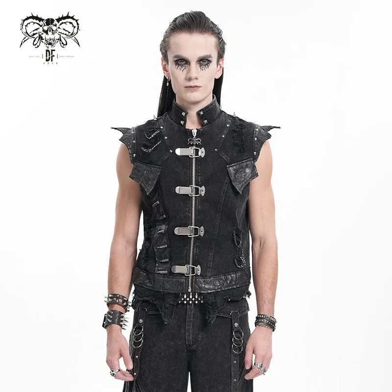 Herren Gothic Nieten Kettenringe Weste