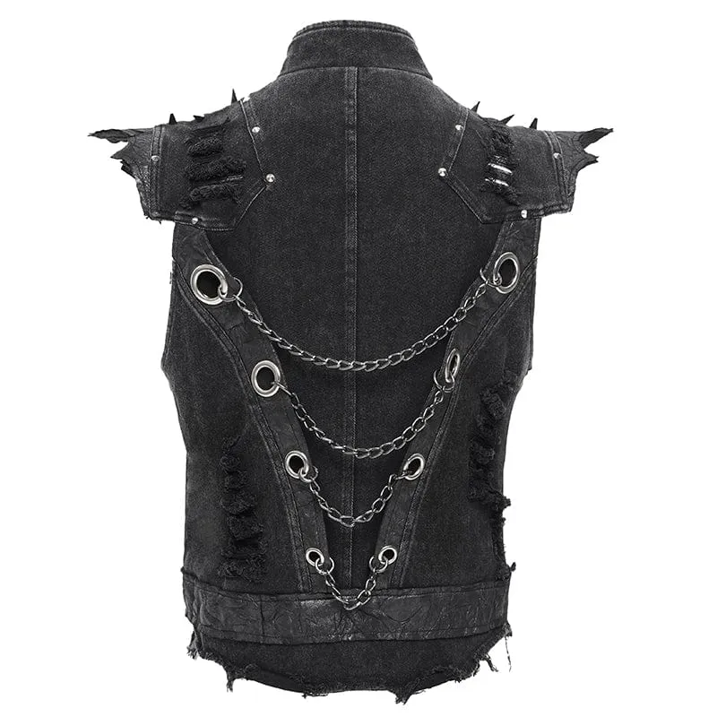 Herren Gothic Nieten Kettenringe Weste