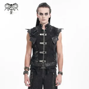 Herren Gothic Nieten Kettenringe Weste