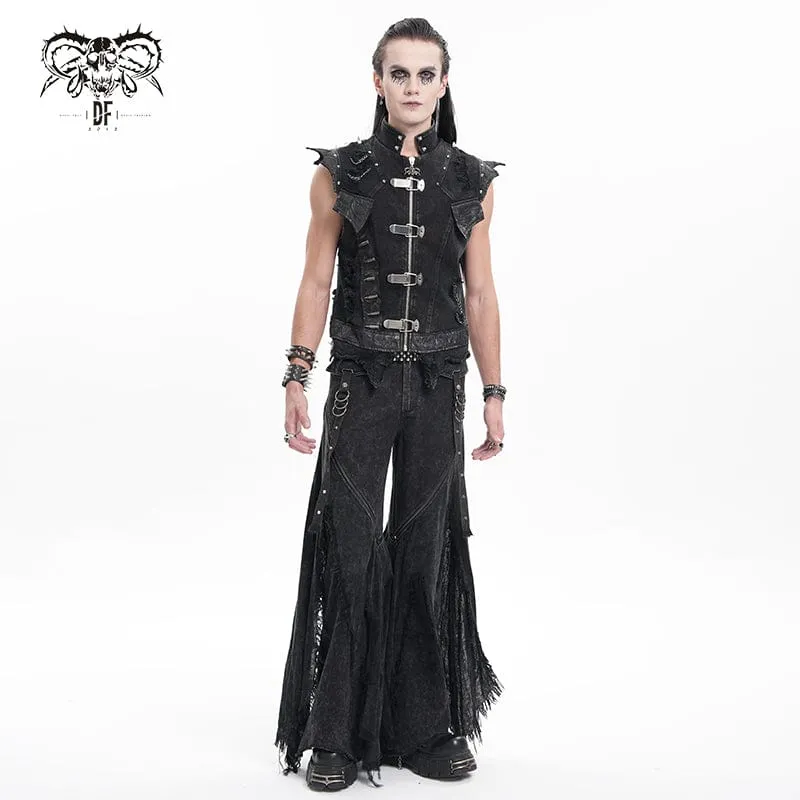Herren Gothic Nieten Kettenringe Weste
