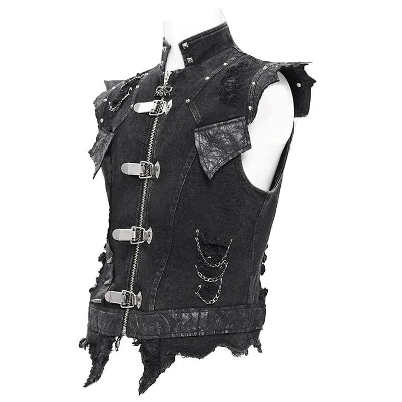 Herren Gothic Nieten Kettenringe Weste