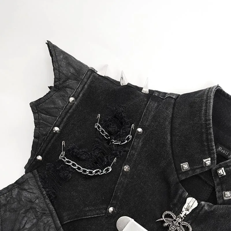 Herren Gothic Nieten Kettenringe Weste