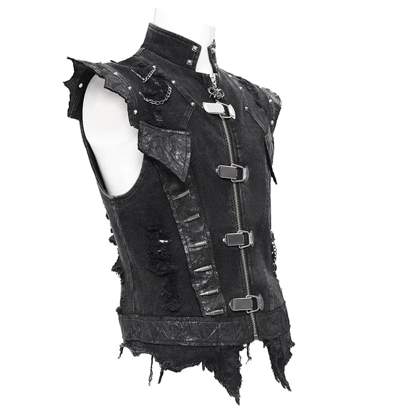 Herren Gothic Nieten Kettenringe Weste