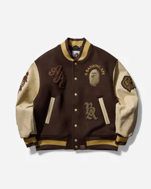 Herren Linie Camo Multi Logo Woll Varsity Jacke Braun