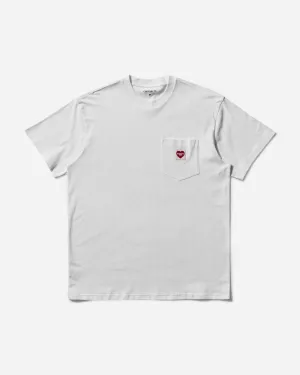 Herren T-Shirt mit Herz-Tasche Weiß