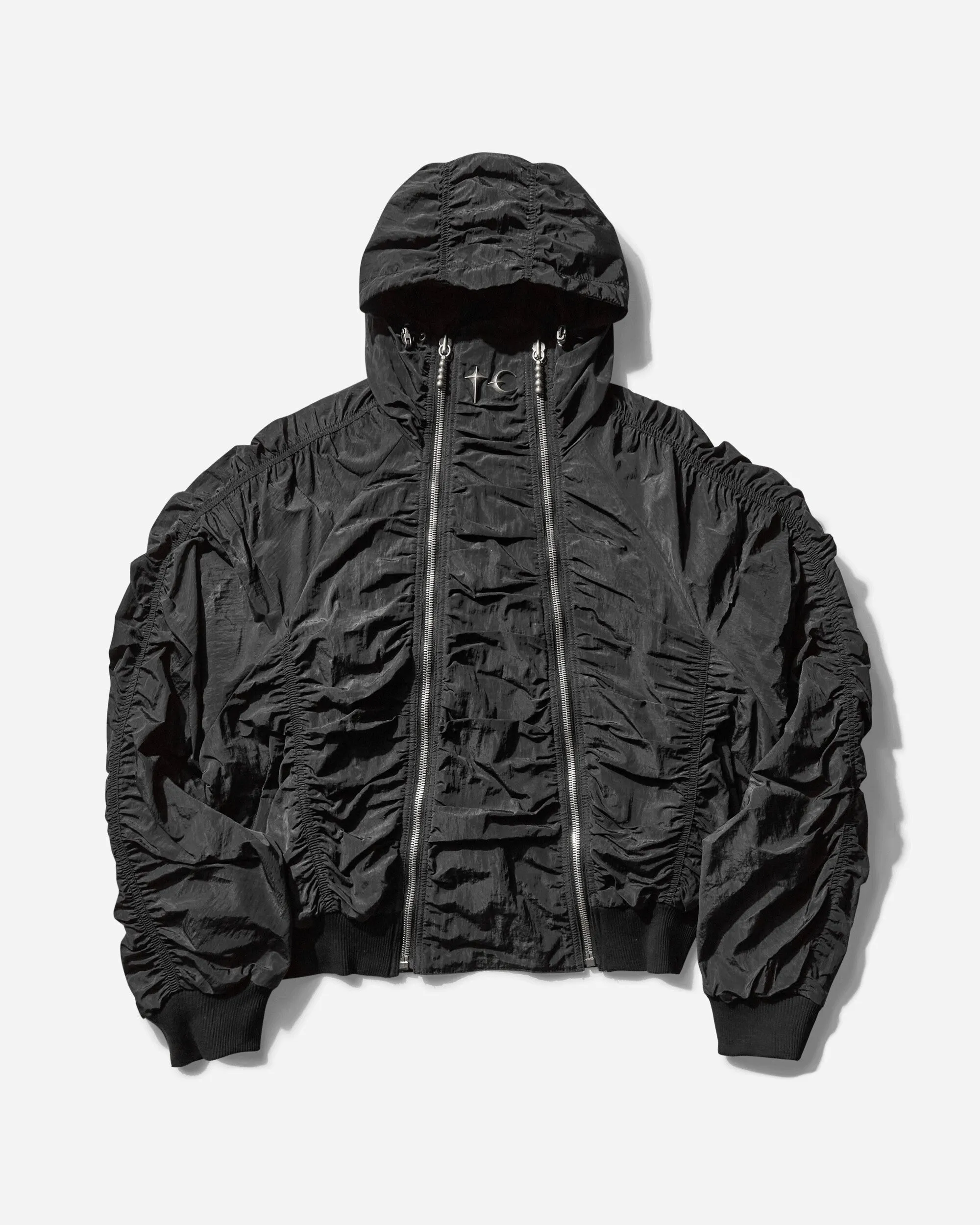 Herren Bio-Jacke mit Doppelflug und Narbenoptik in Schwarz