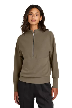 Mercer Mettle Damen 1/4-Zip Sweatshirt mit linearer Textur und geruchsresistent - Warmes Taupenbraun