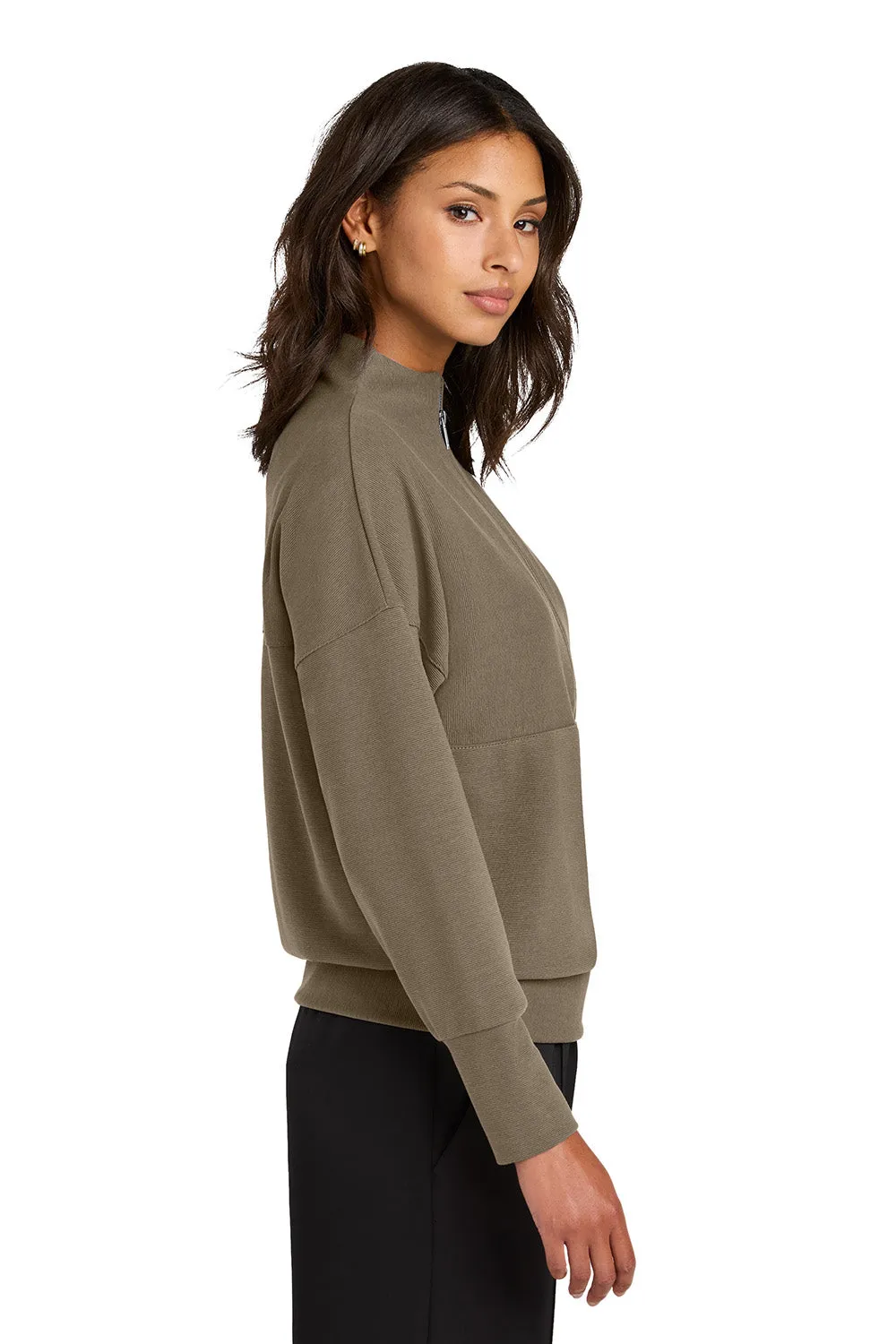 Mercer Mettle Damen 1/4-Zip Sweatshirt mit linearer Textur und geruchsresistent - Warmes Taupenbraun