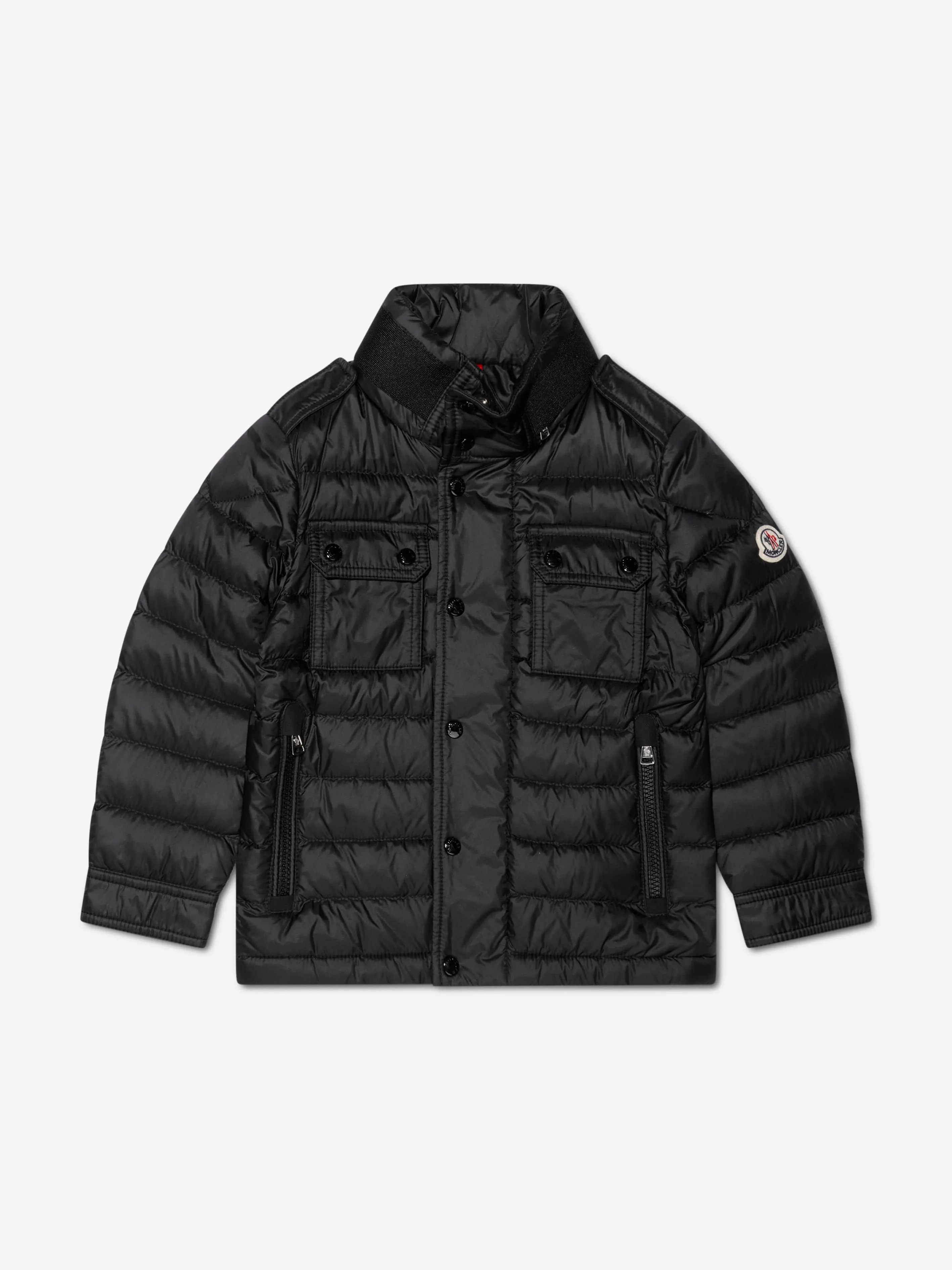 Moncler Enfant Jungen Daunen gefütterte Arakim Kurz Parka in Schwarz