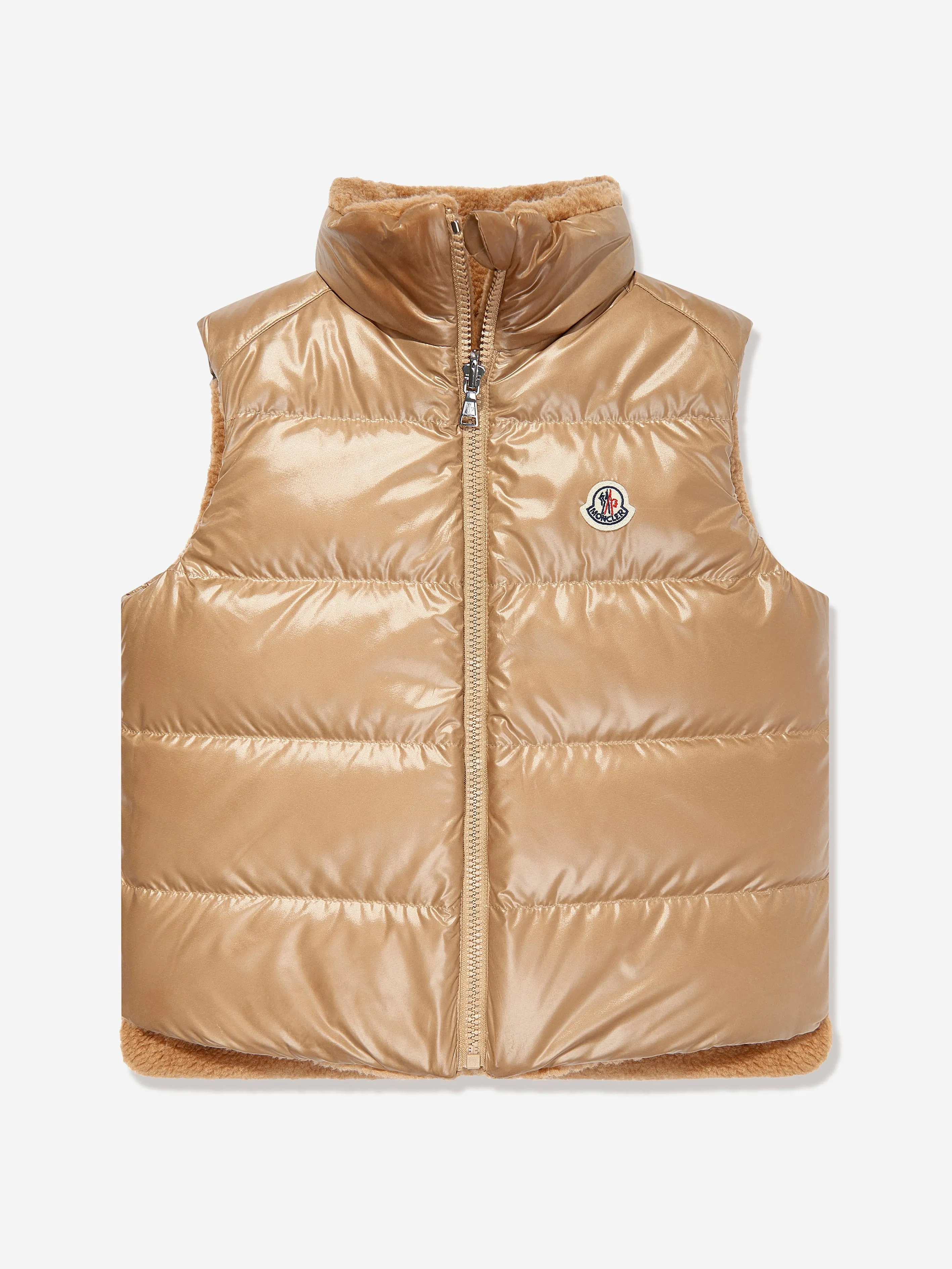 Moncler Enfant Jungen Steppreversible Daunenweste Colbricon in Beige
