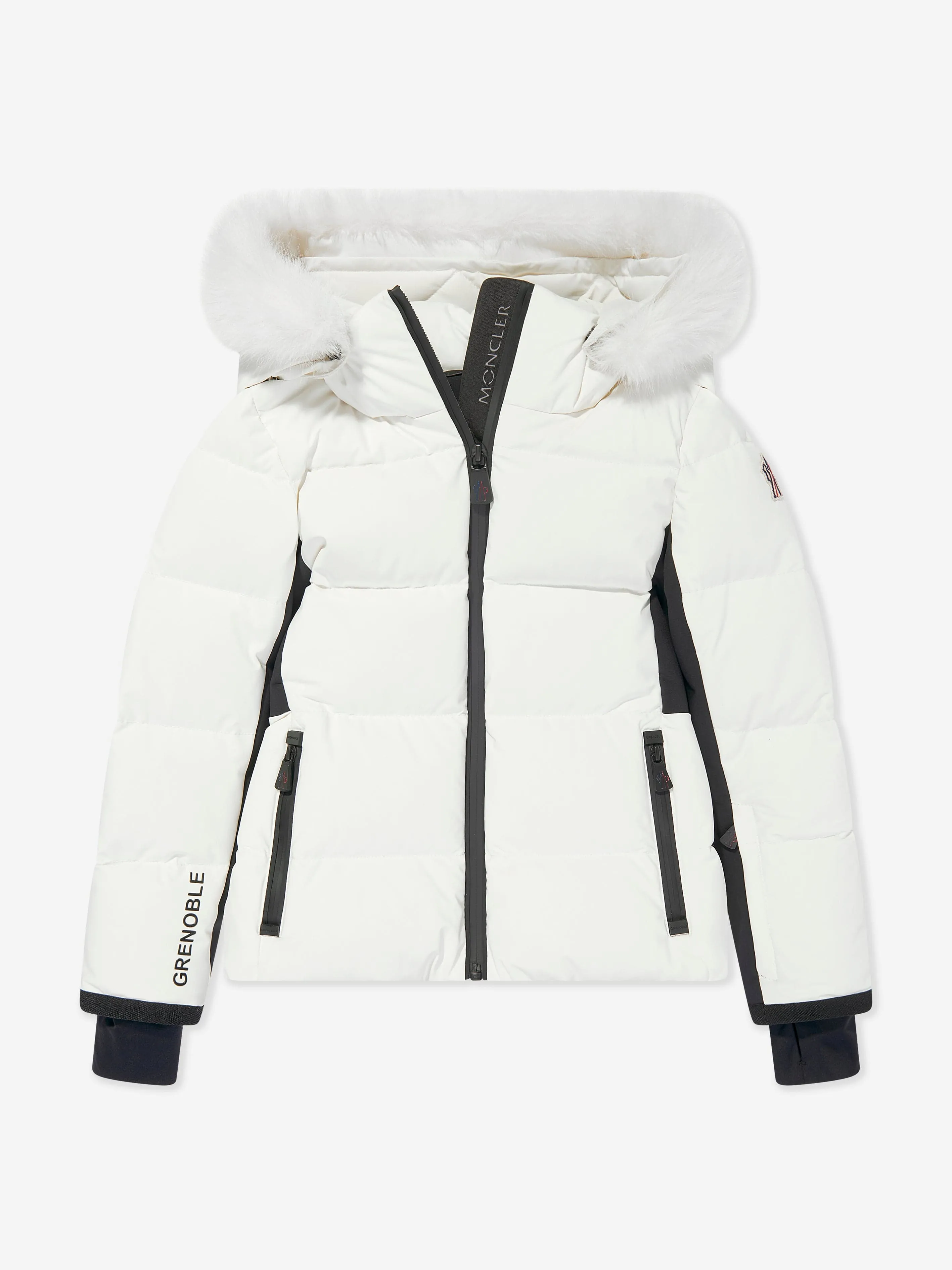 Moncler Enfant Mädchen Grenoble Daunengefütterte Neue Guyane Jacke in Weiß