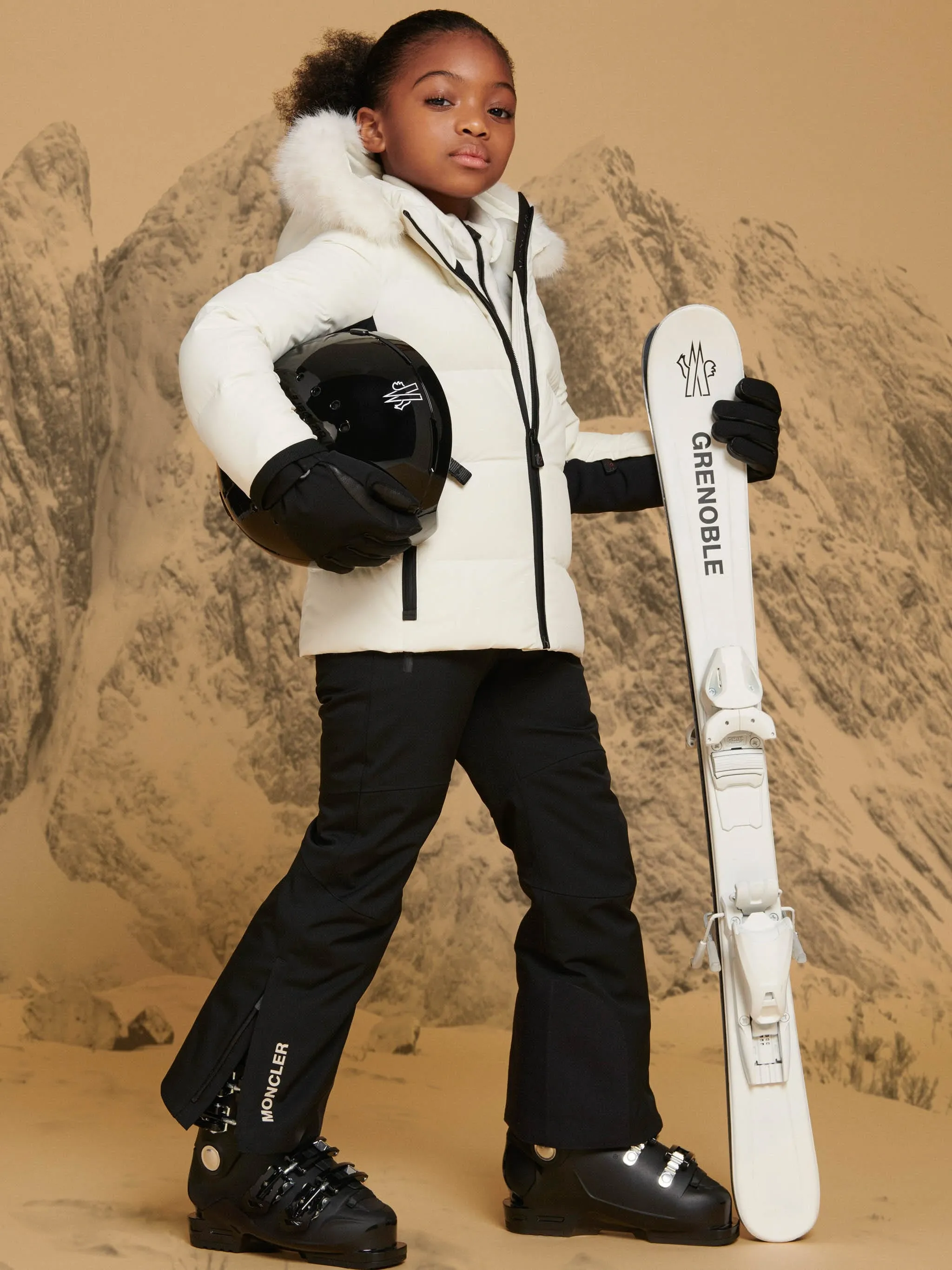 Moncler Enfant Mädchen Grenoble Daunengefütterte Neue Guyane Jacke in Weiß