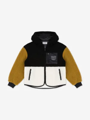 Moschino Kids Bären-Logo Sherpa Jacke in Schwarz