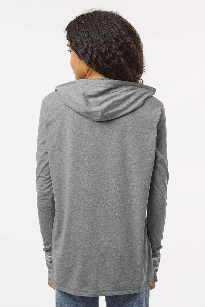 MV Sport Damen meliertes Jersey Kapuzen-T-Shirt Hoodie - Graugrau