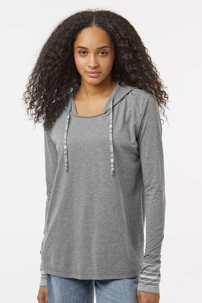 MV Sport Damen meliertes Jersey Kapuzen-T-Shirt Hoodie - Graugrau