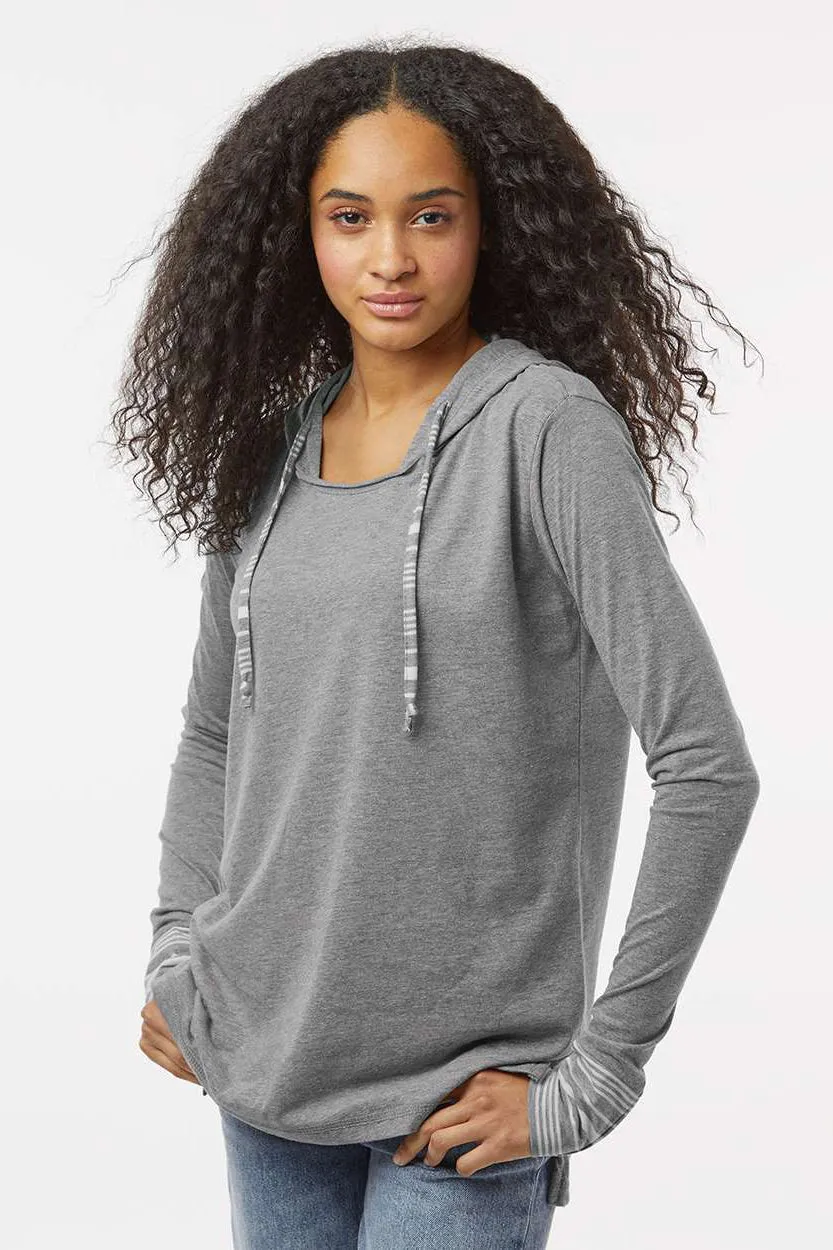 MV Sport Damen meliertes Jersey Kapuzen-T-Shirt Hoodie - Graugrau