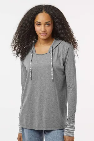 MV Sport Damen meliertes Jersey Kapuzen-T-Shirt Hoodie - Graugrau