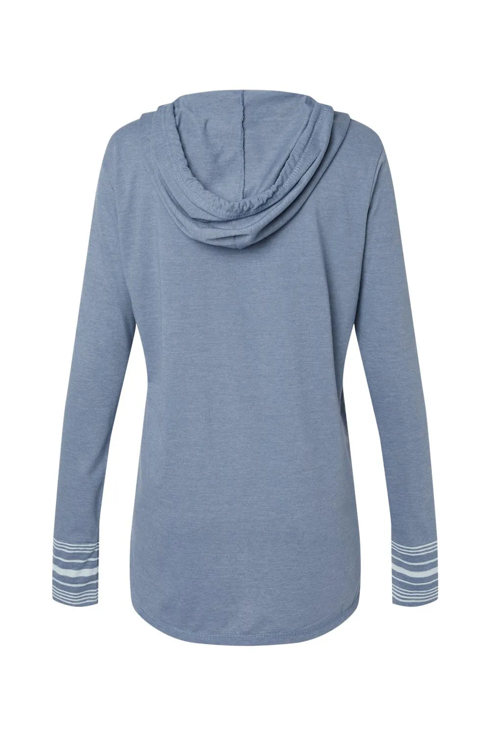 MV Sport Damen meliertes Jersey Kapuzen-T-Shirt Hoodie - Steinwaschen Blau