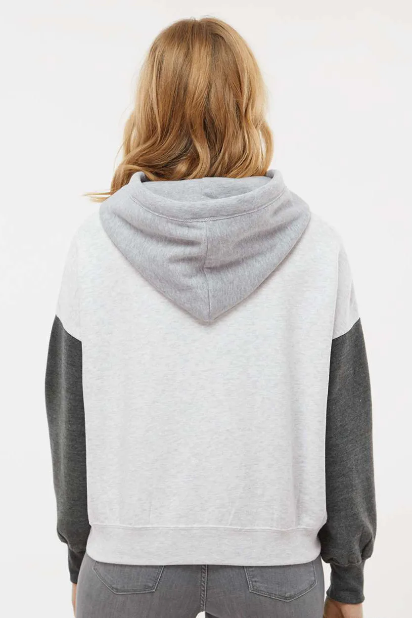 MV Sport Damen Sweatshirt mit Kapuze aus Wildleder-Fleece und Colorblock-Detail - Anthrazitgrau
