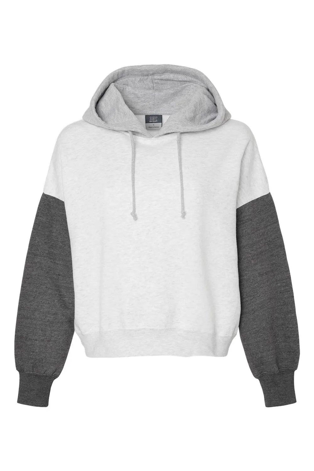 MV Sport Damen Sweatshirt mit Kapuze aus Wildleder-Fleece und Colorblock-Detail - Anthrazitgrau