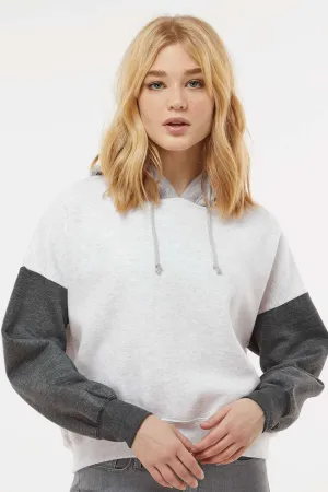 MV Sport Damen Sweatshirt mit Kapuze aus Wildleder-Fleece und Colorblock-Detail - Anthrazitgrau