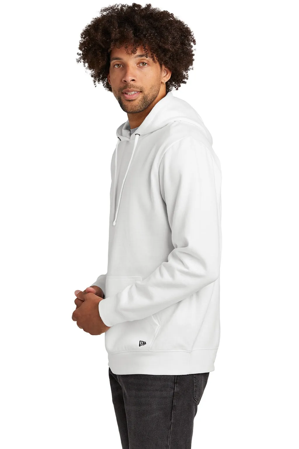 New Era Herren Comeback Fleece Kapuzenpullover Hoodie mit Kangaroo-Tasche - Weiß