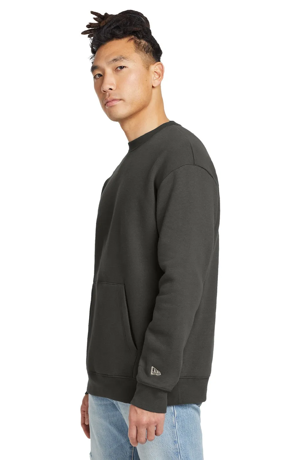 New Era Herren Heritage Fleece Crewneck Sweatshirt mit Tasche - Graugrau