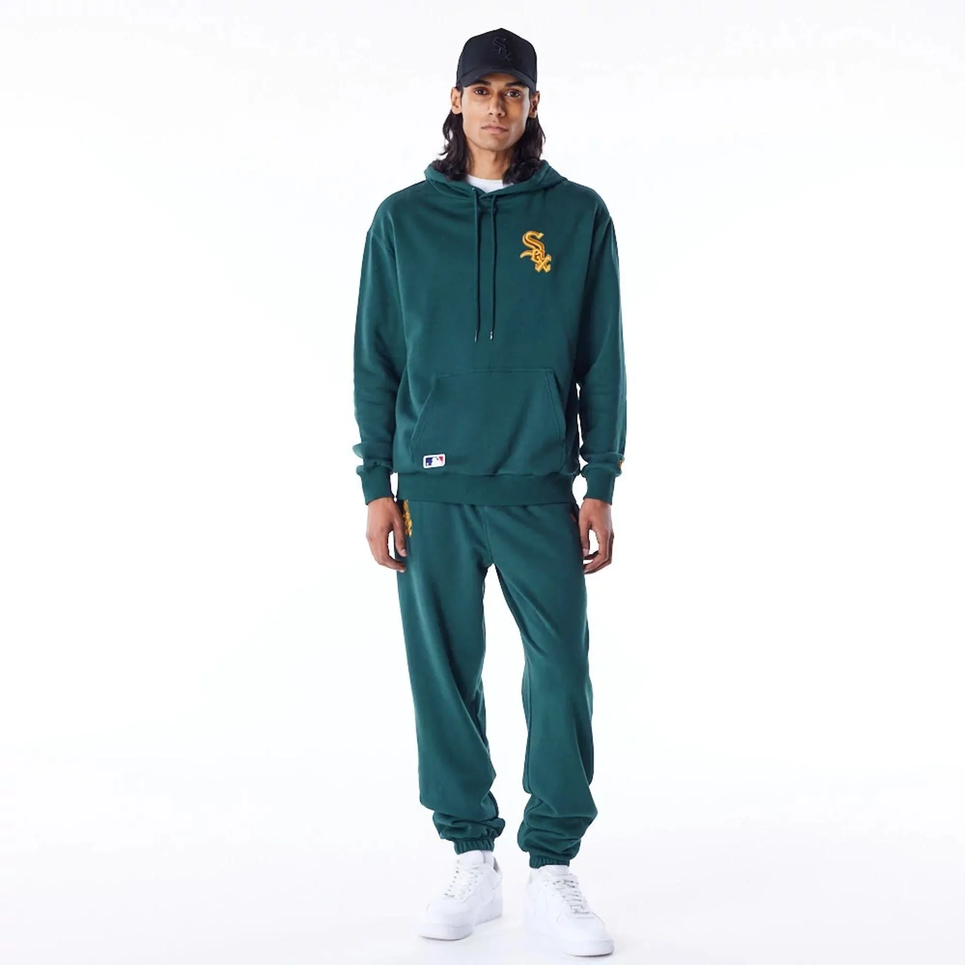 New Era Sweatshirts und Hoodies Chicago White Sox League Essential Dunkelgrüner Übergroßer Pullover Hoodie