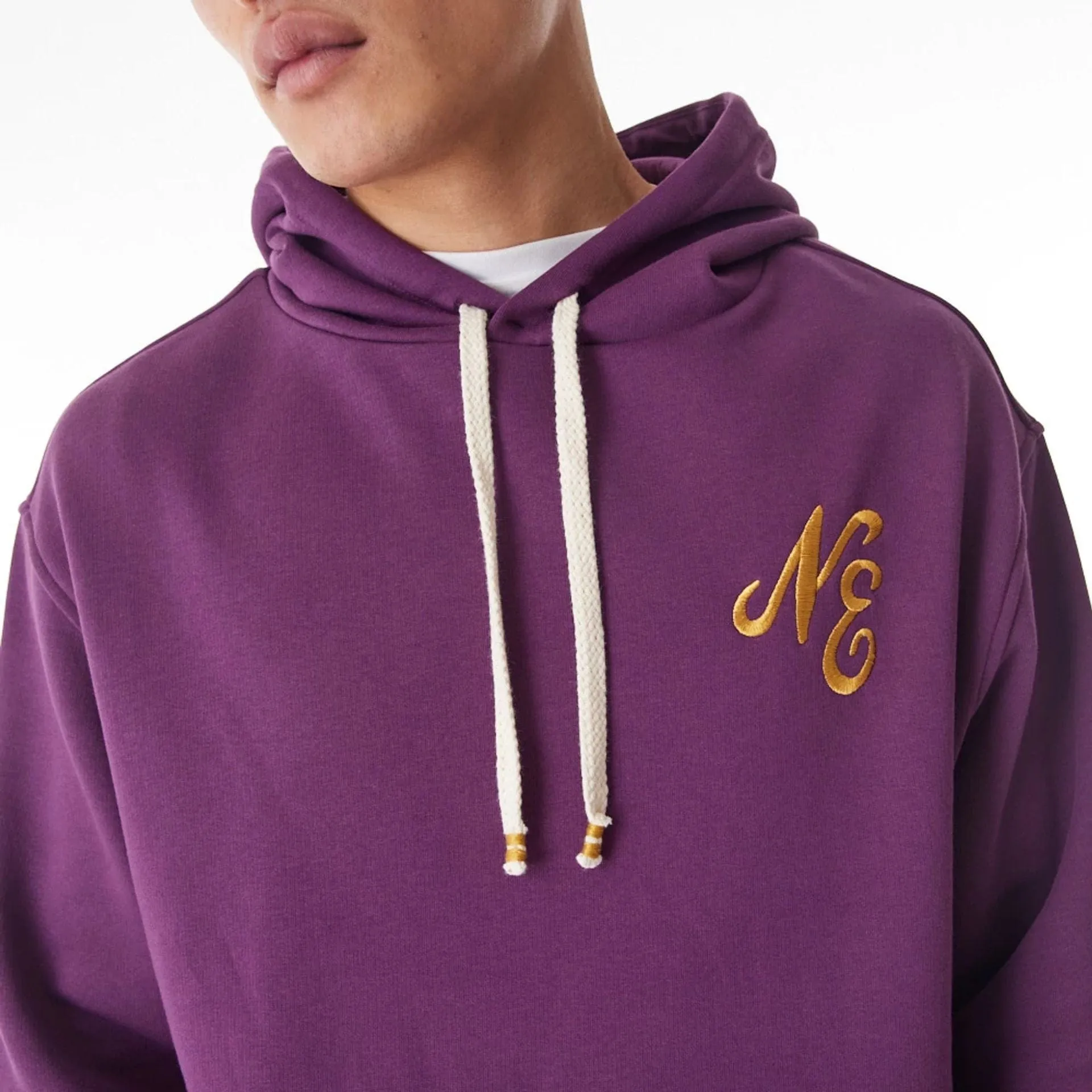 New Era Sweatshirts und Hoodies New Era Script Logo Dunkelvioletter Übergroßer Pullover-Hoodie
