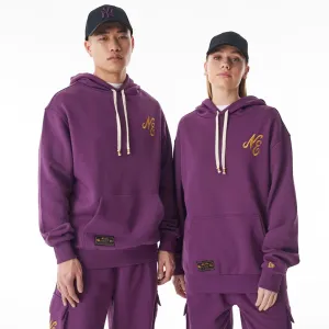 New Era Sweatshirts und Hoodies New Era Script Logo Dunkelvioletter Übergroßer Pullover-Hoodie