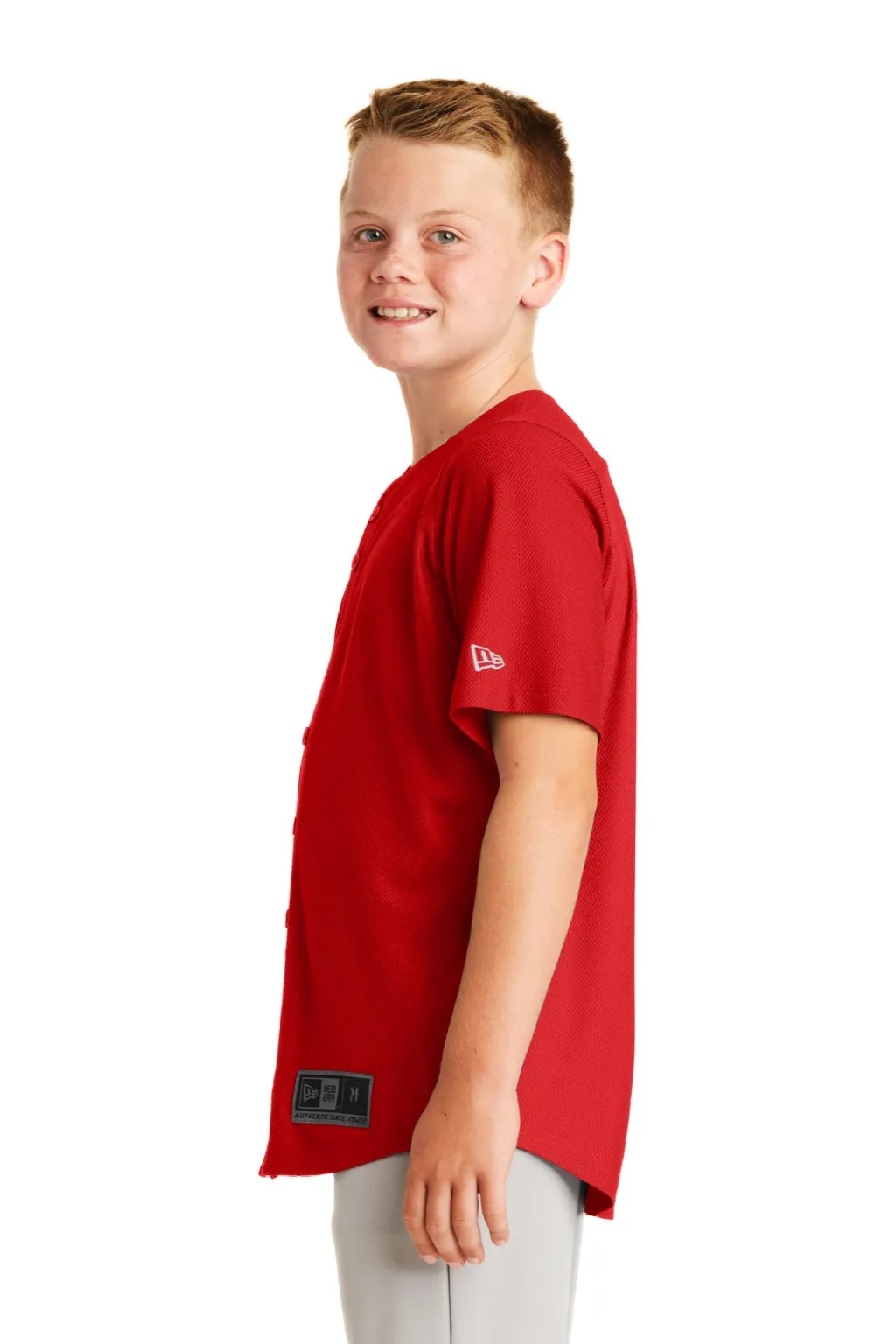 New Era Jugend Diamond Era Feuchtigkeitstransportierendes Kurzarmtrikot - Scharlachrot