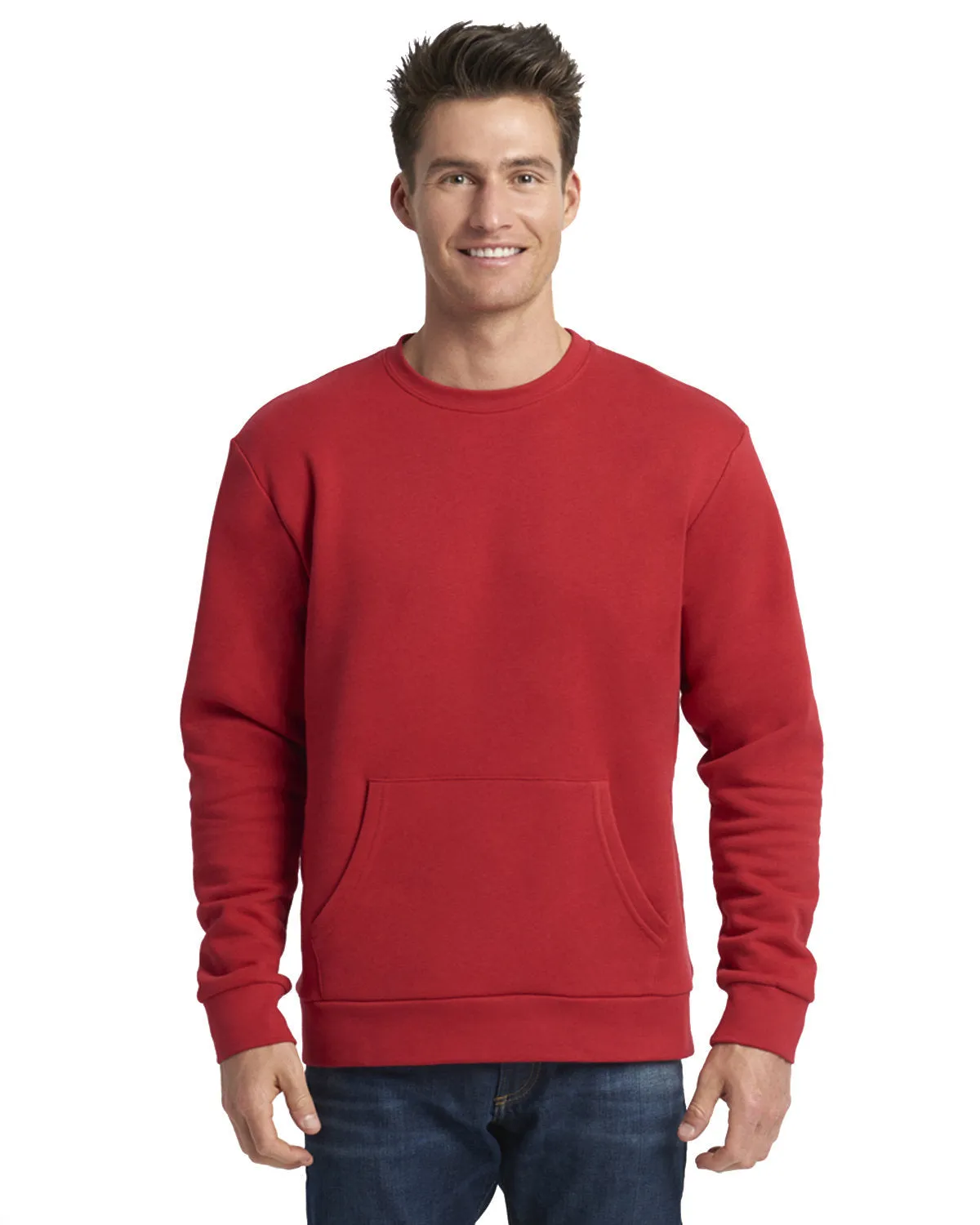 Next Level 9001 Unisex Langarm-Crew mit Tasche