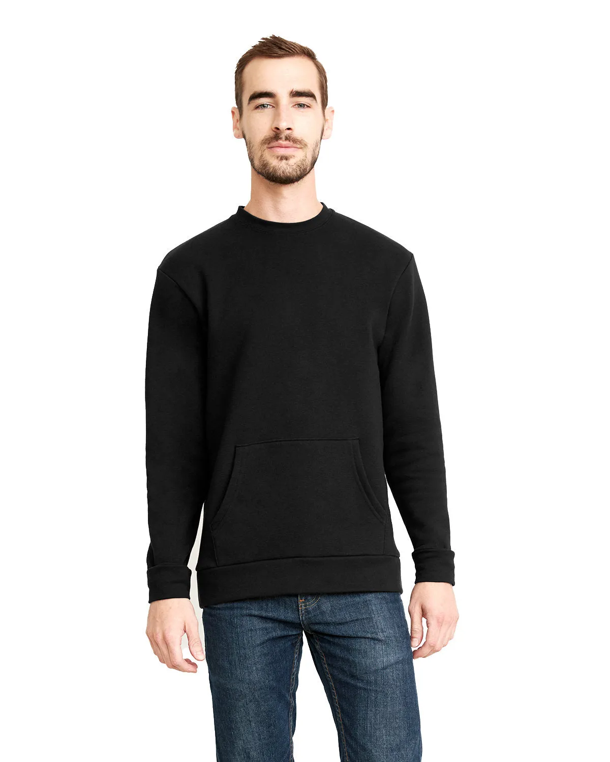 Next Level 9001 Unisex Langarm-Crew mit Tasche