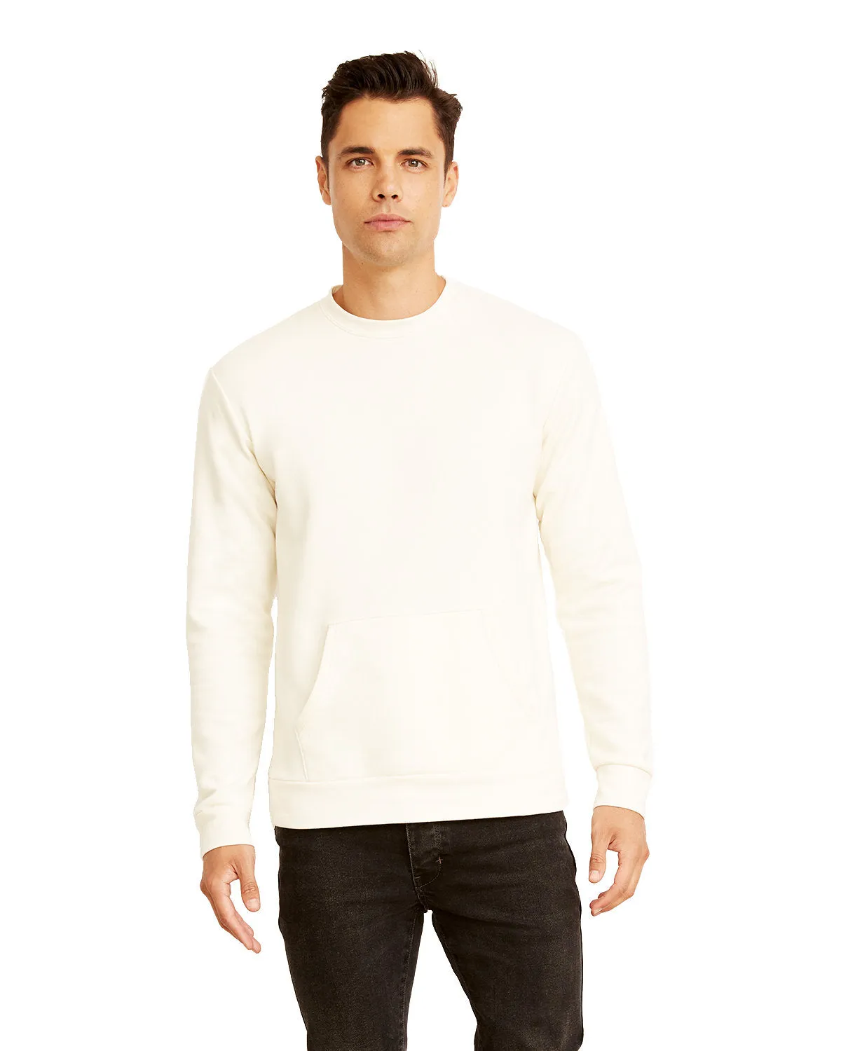 Next Level 9001 Unisex Langarm-Crew mit Tasche