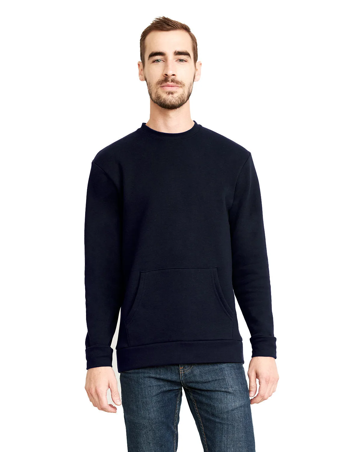 Next Level 9001 Unisex Langarm-Crew mit Tasche