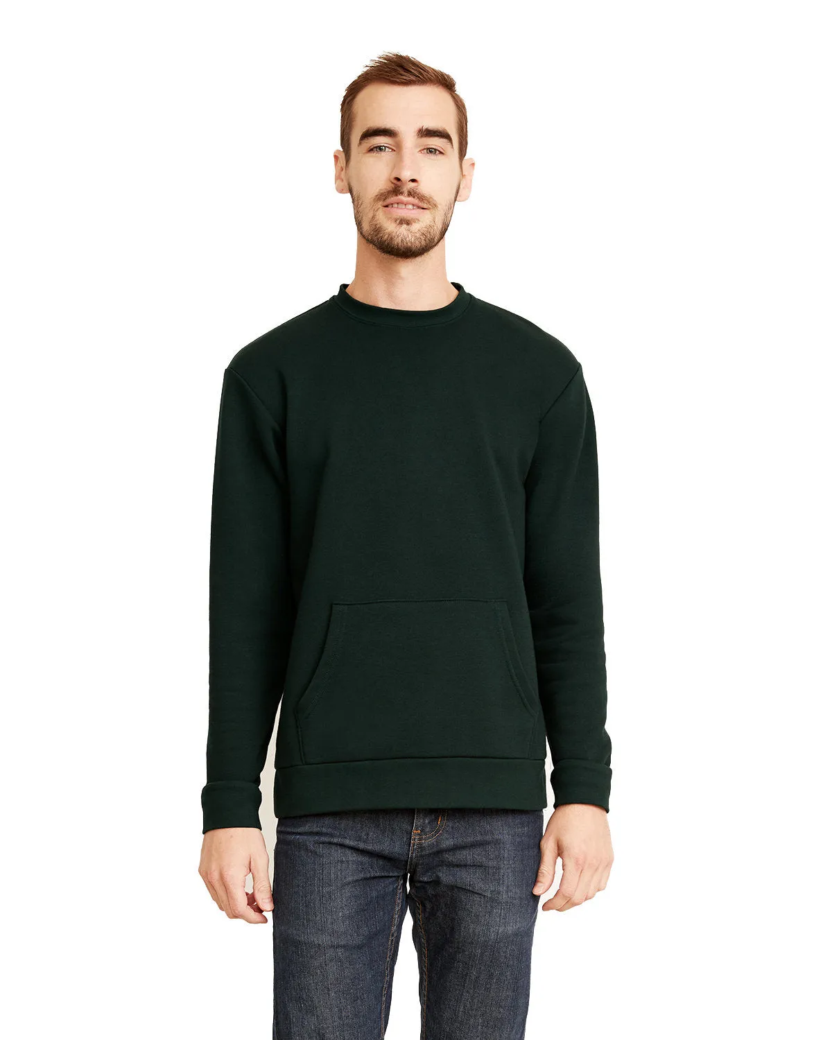 Next Level 9001 Unisex Langarm-Crew mit Tasche