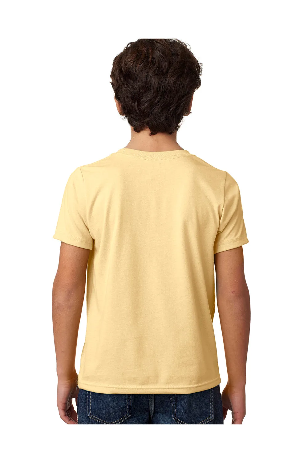 Next Level Youth CVC Jersey T-Shirt mit Rundhalsausschnitt und kurzen Ärmeln - Bananencreme Gelb