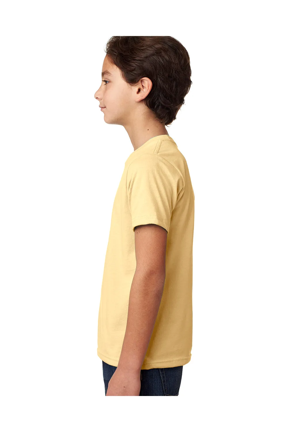 Next Level Youth CVC Jersey T-Shirt mit Rundhalsausschnitt und kurzen Ärmeln - Bananencreme Gelb