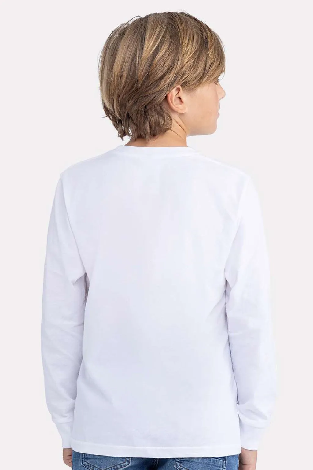 Next Level Jugend Langarm Rundhals T-Shirt - Weiß