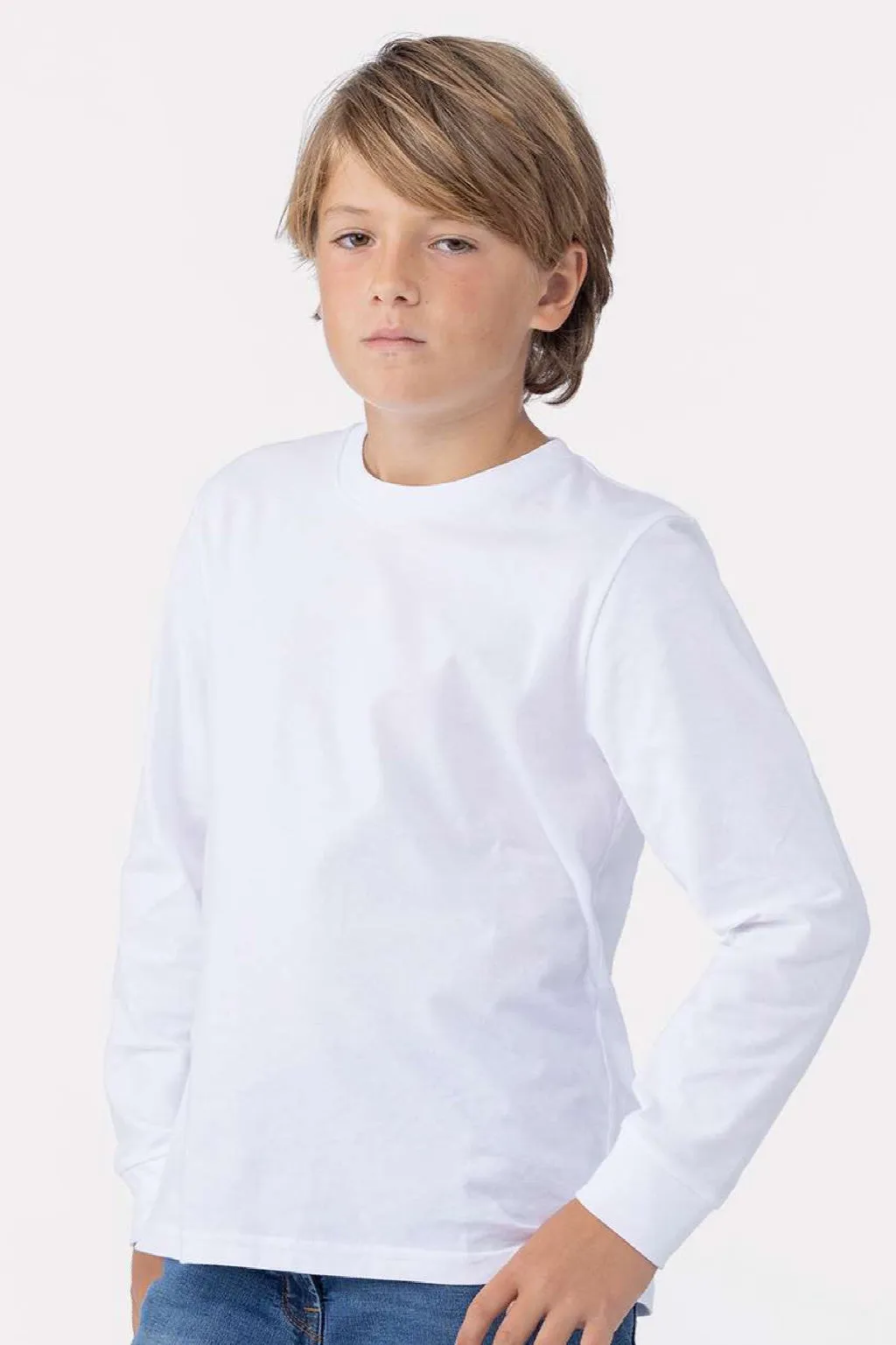 Next Level Jugend Langarm Rundhals T-Shirt - Weiß